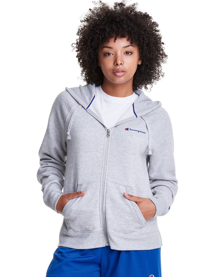 Champion Hoodie Dames - Grijs - Powerblend Fleece Full Zip ( 729068-JZB )